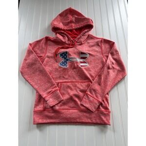 Under Armour USA Freedom Hoodie XS Pink Storm Patriotic Stars Stripes Loose Fit